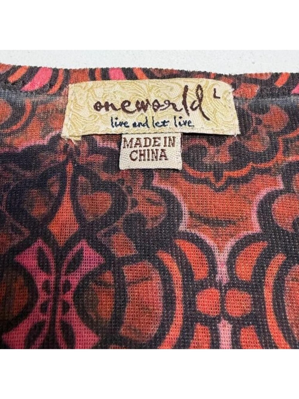 One World Floral Paisley Babydoll Blouse Top Women's Large Summer Boho Festival - Picture 2 of 7